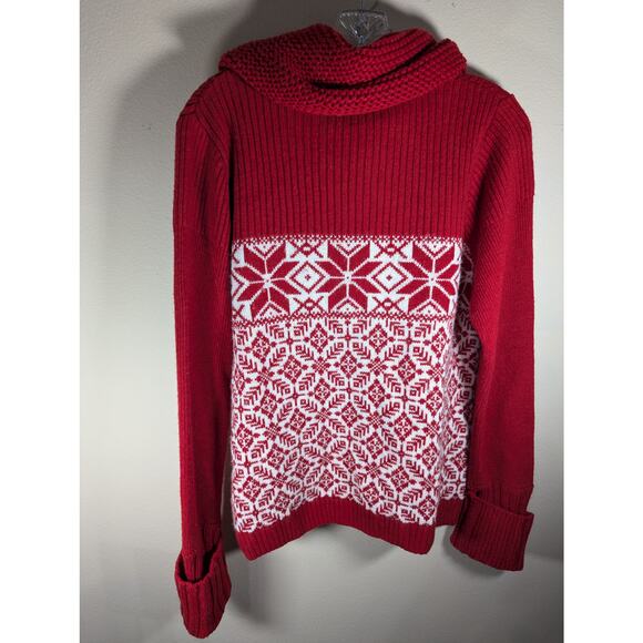 Moda International Cowl kneck sweater snowflake pattern knit wool blend Sz XL - Picture 7 of 11